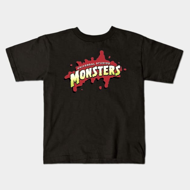 Universal Monsters Retro Logo Kids T-Shirt by TeeMaster613